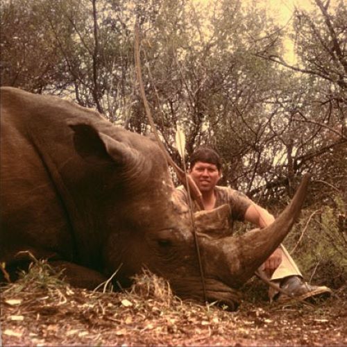 Dr Ed Ashby with Rhino