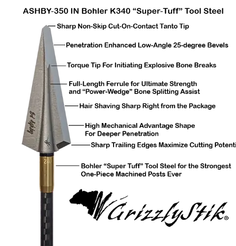 Ashby 350 grain Single Bevel Broadhead Features