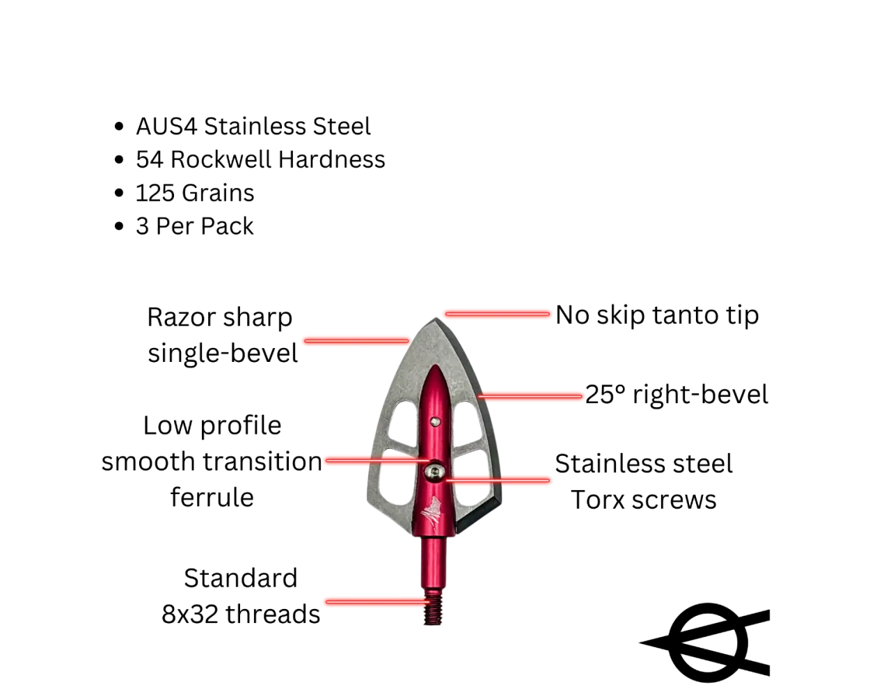 OverKill Maasai 125 grain Single Bevel Broadhead