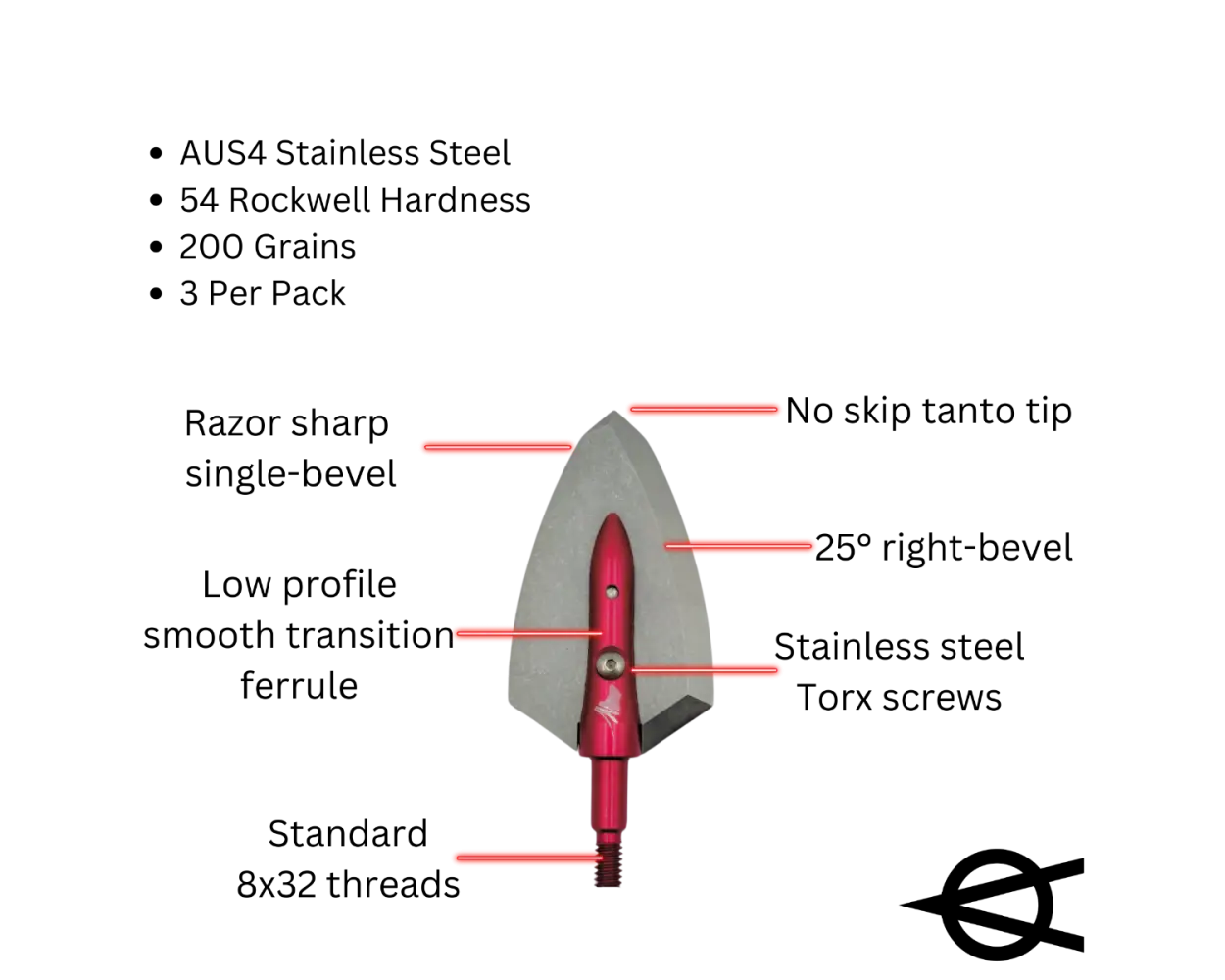 極美品板 HEAD ABILITY 158 × HEAD NX Samurai 200 grain Single Bevel Broadhead