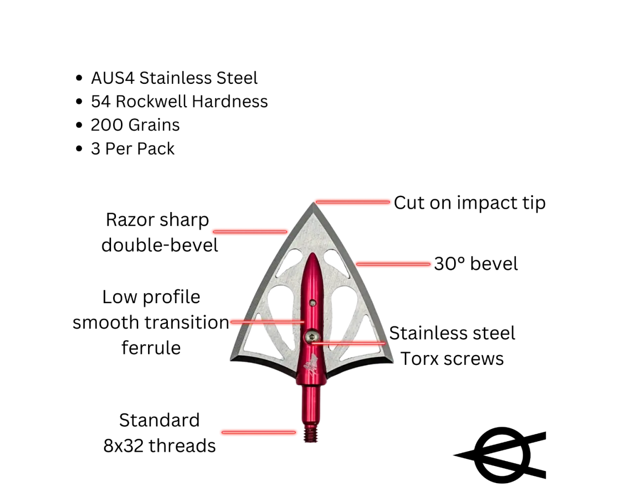 OverKill Silver Flame® 200 XXL Double Bevel Broadhead