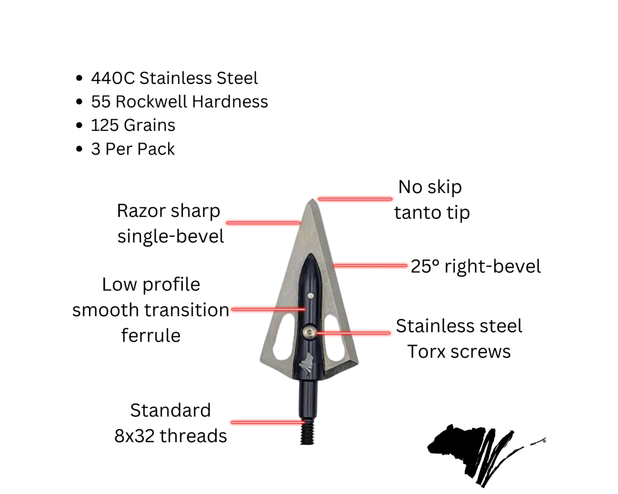Samurai 125 grain Single Bevel Broadhead
