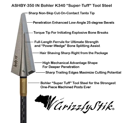 Ashby 350 grain Single Bevel Broadhead Features