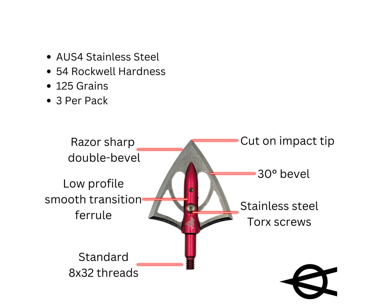 OverKill Silver Flame® 125 grain XL Double Bevel Broadhead