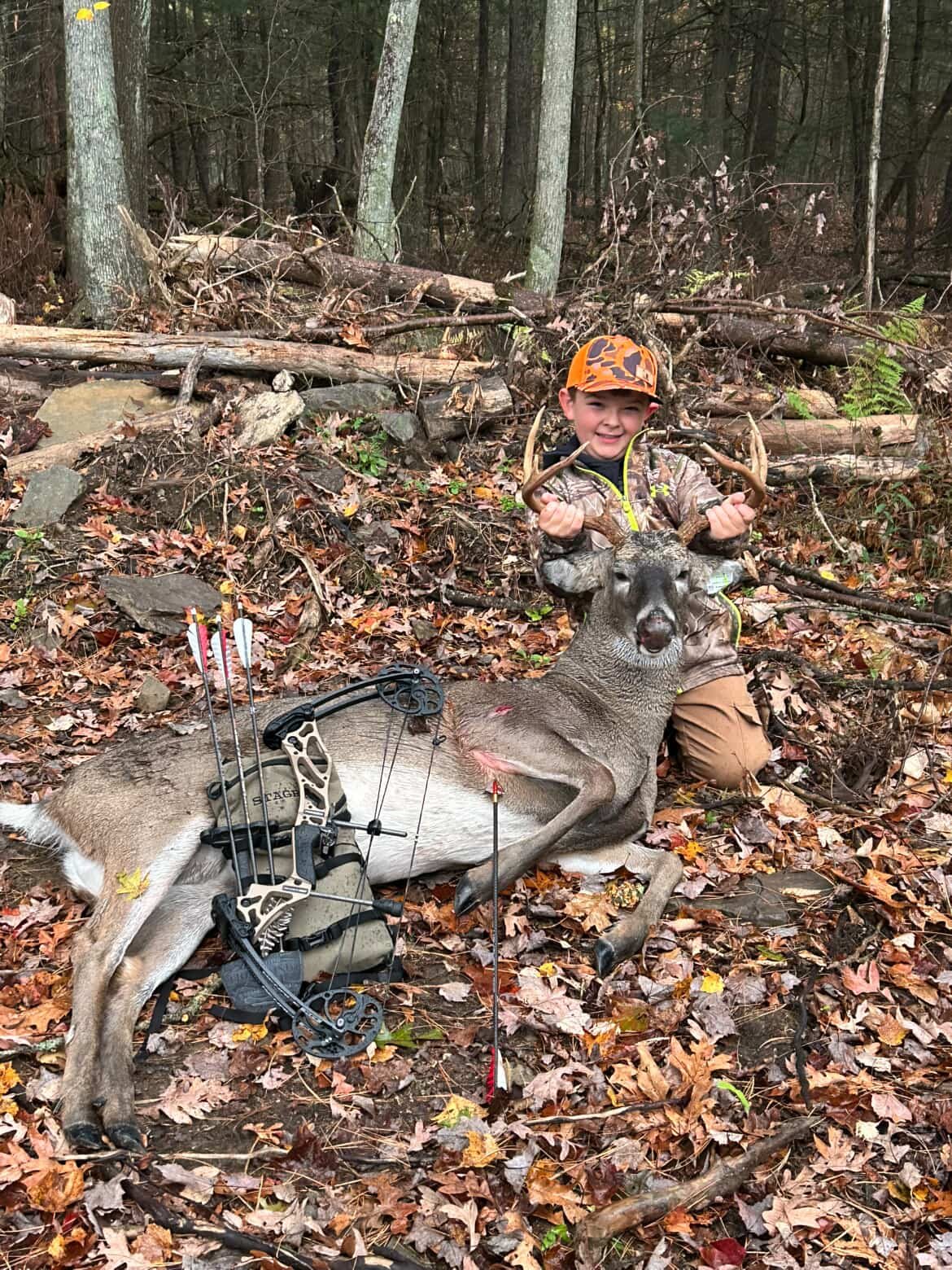 Son's First Kill taken with GrizzlyStik, bowhunting success story